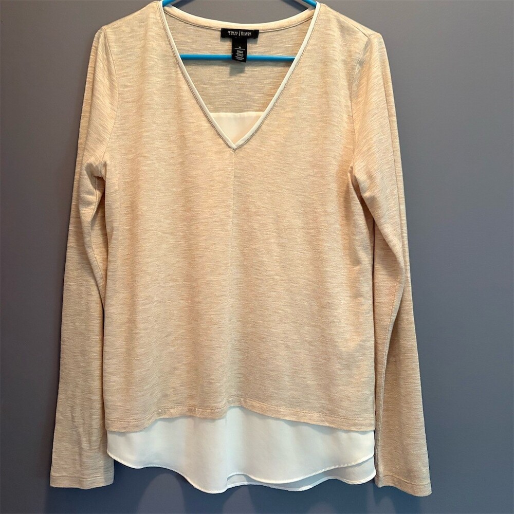 White House Black Market Twofer Layered V-Neck Long Sleeve Tunic Top M